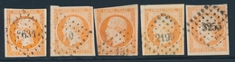 O NAPOLEON NON DENTELE - O - N°16 (x5) - Nuances, Obl. PC Diff. -  TB - 1853-1860 Napoleon III