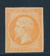 ** NAPOLEON NON DENTELE - ** - N°16b - 40c Orange S/paille - Signé JF Brun - TB - 1853-1860 Napoleon III