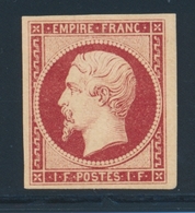 * NAPOLEON NON DENTELE - * - N°18 - 1F Carmin - Frais - Signé Brun - TB - 1853-1860 Napoléon III.