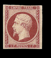 * NAPOLEON NON DENTELE - * - N°18 - 1F Carmin - Certif. Robineau - B - 1853-1860 Napoléon III.