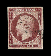 O NAPOLEON NON DENTELE - O - N°18 - 1F Carmin - Signé Brun - TB - 1853-1860 Napoléon III.
