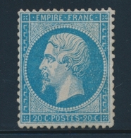 ** NAPOLEON DENTELE - ** - N°22 - 20c Bleu - TB/SUP - 1862 Napoleon III