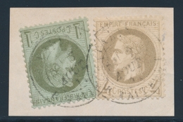 F NAPOLEON LAURE - F - N°25, 27 - S/petit Fgt - Obl. Càd Paris - TB - 1863-1870 Napoleon III With Laurels