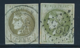 O EMISSION DE BORDEAUX  - O - N°39C X 2 Ex - Nuances - 1 Ex Càd T17 - TB - 1870 Ausgabe Bordeaux