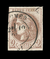 O EMISSION DE BORDEAUX  - O - N°40A - 2c Chocolat Clair - 1 Filet Biseau - Obl Càd - 1870 Ausgabe Bordeaux