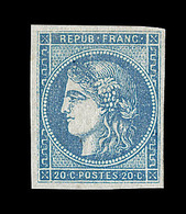** EMISSION DE BORDEAUX  - ** - N°45B - 20c Bleu - Report 2 - Signé Calves - TB - 1870 Ausgabe Bordeaux