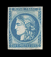 * EMISSION DE BORDEAUX  - * - N°45B - 20c Bleu - Report 2 - Variété Trait Blanc Derrière La Tête -signé - TB - 1870 Ausgabe Bordeaux