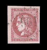O EMISSION DE BORDEAUX  - O - N°49 - 80c Rose - Filet Voisin - TB/SUP - 1870 Bordeaux Printing