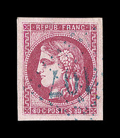 O EMISSION DE BORDEAUX  - O - N°49 - Obl. GC 107 En Bleu - Grdes Marges - TB - 1870 Bordeaux Printing