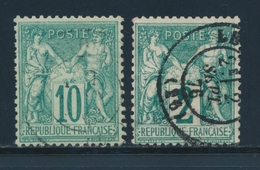 O TYPE SAGE - O - N°62, 65 - 2c Vert Et 10c Vert - TB - Cartes Postales Types Et TSC (avant 1995)