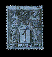 O TYPE SAGE - O - N°84 - 1c Noir S/Bleu De Prusse - TB - Cartes Postales Types Et TSC (avant 1995)