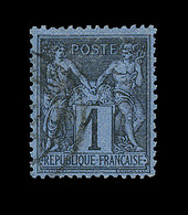 O TYPE SAGE - O - N°84 - 1c Noir S/Bleu De Prusse - Signé Calves - TB - Cartes Postales Types Et TSC (avant 1995)