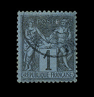 O TYPE SAGE - O - N°84 - 1c Noir S/Bleu De Prusse - TB - Cartes Postales Types Et TSC (avant 1995)