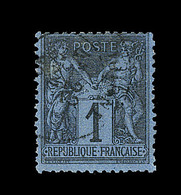 O TYPE SAGE - O - N°84 - 1c Noir S/Bleu De Prusse - Qualité Standart - B - Cartes Postales Types Et TSC (avant 1995)