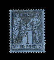 O TYPE SAGE - O - N°84 - 1c Noir S/Bleu De Prusse - Infime Froissure - B - Cartes Postales Types Et TSC (avant 1995)