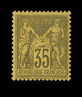 ** TYPE SAGE - ** - N°93 - 35c Violet Noir S/jaune - TB Centrage - Signé A. Brun - TB - Cartes Postales Types Et TSC (avant 1995)