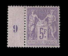 ** TYPE SAGE - ** - N°95 - Millésime 9 - 5F Violet S/lilas - TB Centrage - Signé A. Brun - TB/SUP - Cartes Postales Types Et TSC (avant 1995)