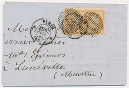 LAC Emission Napoléon Non Dentelé Sur Lettre - LAC - N°13A (x2) - Obl Cercle De Points Fins - 12/01/60 Pour Lunéville -  - 1849-1876: Classic Period