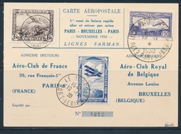 CP POSTE AERIENNE - CP - N°6c - Obl. Grd Cachet Expo PARIS 19/11/1930 - S/carte Aéropostale + T. Belge - Obl. Bruxelles  - 1927-1959 Ungebraucht