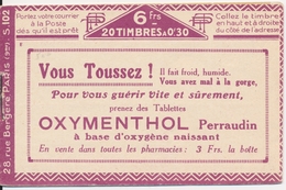 ** CARNETS ANCIENS - ** - N°192 C2 - Gibbs X4 - S102 - Couv. OXYMENTHOL X 2 - TB - Autres & Non Classés