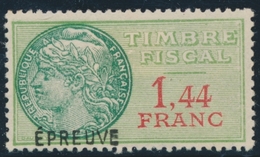 * TIMBRES FISCAUX - * - N°25a - 1,44F - Surch. Epreuve - TB - Altri & Non Classificati