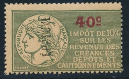 * TIMBRES FISCAUX - IMPÔTS SUR LE REVENU - * - N°55 - 40c - Surch. Epreuve - TB - Other & Unclassified