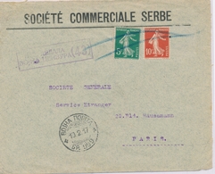 O POSTES SERBES - O - N°137/8 Annulé Crayon Bleu + Griffe De Serbie (BOJHA) Secteur 999 - Pour Paris - TB - Oorlogszegels