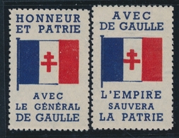(*) LIBERATION (Réf. MAYER 2015) - (*) - 2 Vignettes "Avec De Gaulle + Honneur Et Patrie" - TB - Bevrijding