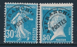 * PREOBLITERES - * - N°60, 68 - 30c Bleu Et 50c Bleu Pasteur - TB - 1893-1947