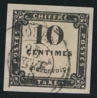 O TIMBRES TAXE - O - N°1 - 10c Noir - Belle Oblit. ROUEN - Replaqué - TB - 1859-1959 Gebraucht