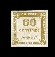 * TIMBRES TAXE - * - N°8 - 60c Bistre - Comme ** - Signé A. Brun - TB - 1859-1959 Gebraucht