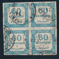 O TIMBRES TAXE - O - N°9 - 60c Bleu - Bloc De 4 - Obl. Càd T18 Isle De Brehat - 24/4/8 ( ) - TB - 1859-1959 Oblitérés