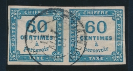 O TIMBRES TAXE - O - N°9 - 60c Bleu - Paire - Belle Oblit. - B/TB - 1859-1959 Gebraucht