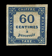 * TIMBRES TAXE - * - N°9a - 60c Bleu Très Foncé - Forte Charn. - TB - 1859-1959 Gebraucht