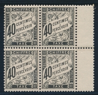 ** TIMBRES TAXE - ** - N°19 - 40c Noir - Bloc De 4 + Interpanneau - TB Centrage - TB - 1859-1959 Gebraucht