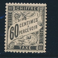 * TIMBRES TAXE - * - N°21 - 60c Noir - Signé Calves - TB - 1859-1959 Gebraucht