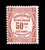 * TIMBRES TAXE - * - N°47 - 50c Rouge + Interpanneau - TB - 1859-1959 Gebraucht