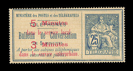 (*) TIMBRES - TELEPHONE - (*) - N°12 - 25c Bleu - Surchargé - TB - Telegrafi E Telefoni