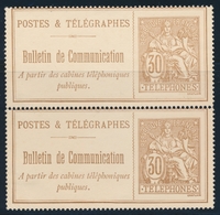 (*) TIMBRES - TELEPHONE - (*) - N°25 - Paire Vertic. - TB - Telegraphie Und Telefon