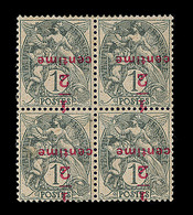 * VARIETES  - * - N°157c - ½c S/1c Ardoise - Surch. Renversée - Bloc De 4 - Bon Centrage - TB - Unused Stamps