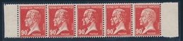 ** VARIETES  - ** - N°178 - 90c Rouge - Tête De Nègre Ds Bde De 5 - TB - Unused Stamps