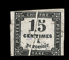 O VARIETES - TIMBRES TAXE - O - N°3 - 15c Noir - Pli Accordéon - 1 Filet Touché - Unclassified