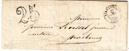 LAC CACHETS A DATE - LAC - T15 Ribeauvillé - 1853 - Pour Strasbourg - Taxe 25 Dt - TB - Covers & Documents