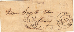 LAC CACHETS A DATE - LAC - T13 Wesserling - 1850 - Taxe 25 Dt - "I" = Kruth - TB - Covers & Documents