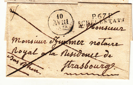 LSC PORTS PAYES  - LSC - P67P SCHELESTATT - 10/04/1828 - Pr Strasbourg - TB - Storia Postale