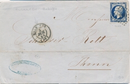 LSC PERIODE 1849-70 - HAUT-RHIN (Dépt 66) - LSC - N°14 - PC 2199 + T15 Mulh.use (Mulhausen échappé) - TB - Storia Postale