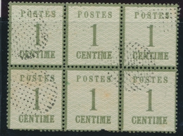 O TIMBRES D'ALSACE LORRAINE (1870-71) - O - N°1 - Bloc De 6 - Obl. Cercle De Points - B/TB - Andere & Zonder Classificatie