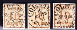 O TIMBRES D'ALSACE LORRAINE (1870-71) - O - N°5 (x2 Ex) - Obl. Fer à Cheval COLMAR - TB - Andere & Zonder Classificatie