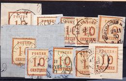 F TIMBRES D'ALSACE LORRAINE (1870-71) - F - N°5 (x10) Nuances, Obl. Diff. Dt T17, Fer à Cheval,….- TB - Other & Unclassified