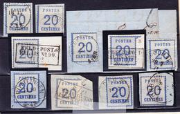 F TIMBRES D'ALSACE LORRAINE (1870-71) - F - N°6 X 10 Nuances - Obl. Diff. Dt Feldpost - TB - Autres & Non Classés